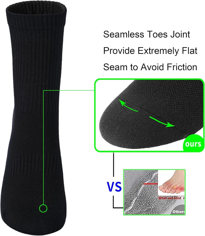 WindCrosser Womens Anti Odor Blister Resistant Seamless Breathable Cotton Crew Running Hiking Dress Socks,Size 6-10 - Image 4